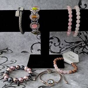 Elegant Multi-Color Stone/Beaded & Jeweled Bracelet Bundle